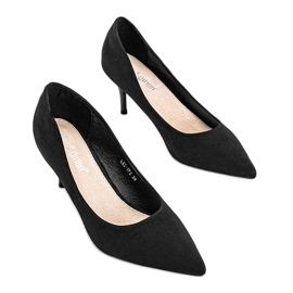 Black pumps on a stiletto heel made of eco-suede Anissa 2