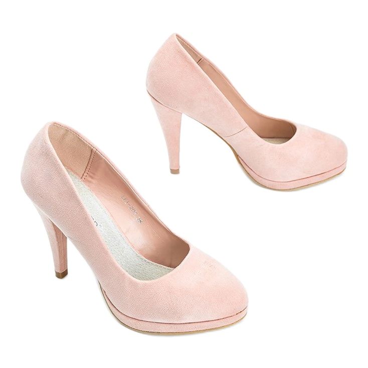 Pink eco-suede pumps on the Chana platform 2