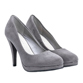 Gray eco-suede pumps on the Chana platform grey 1