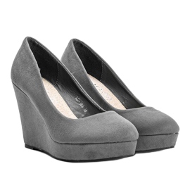 BM Gray eco-suede pumps on the wedge Karilla grey 1