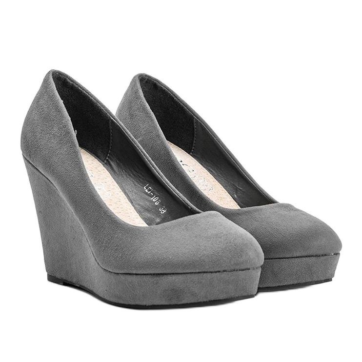 BM Gray eco-suede pumps on the wedge Karilla grey 1 BM Gray eco-suede pumps on the wedge Karilla grey 1