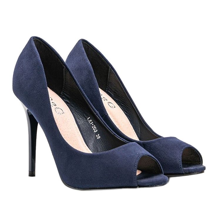 Navy blue pumps on a Janessa stiletto heel 1