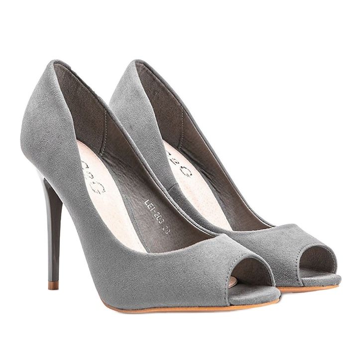 Gray pumps on a stiletto heel Janessa grey 1
