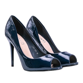 Navy pumps lacquered on a Luke heel blue 1
