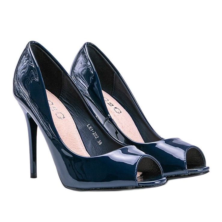 Navy pumps lacquered on a Luke heel blue 1