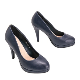 Navy blue eco-leather pumps on the Liana platform 1 Navy blue eco-leather pumps on the Liana platform 1