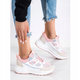 SHELOVET Stylish Sneakers beige white pink silver 2 SHELOVET Stylish Sneakers beige white pink silver 2