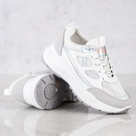 SHELOVET Stylish Sneakers white silver grey 1