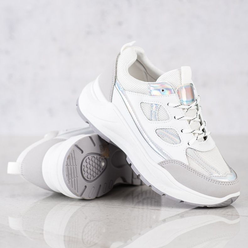 SHELOVET Stylish Sneakers white silver grey 1