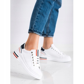 SHELOVET Eco Leather Sneakers white red navy blue 1 SHELOVET Eco Leather Sneakers white red navy blue 1