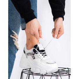 SHELOVET Stylish Sneakers With Glitter white black silver 1