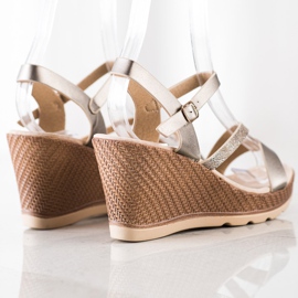 Sabatina Silver Sandals On Wedge beige 1