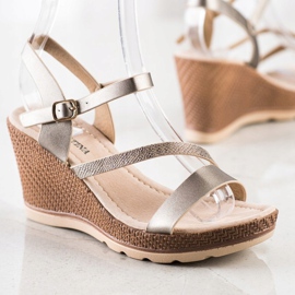 Sabatina Silver Sandals On Wedge beige 2