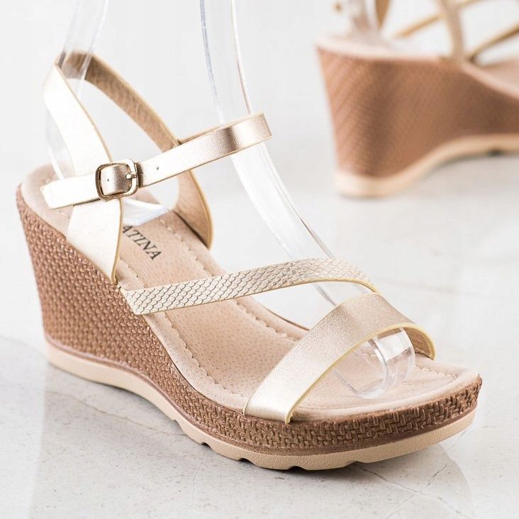 Sabatina Golden Sandals On Wedge 1