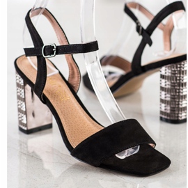 S. BARSKI Classic Sandals With Decorative Heel S.BARSKI black silver 2