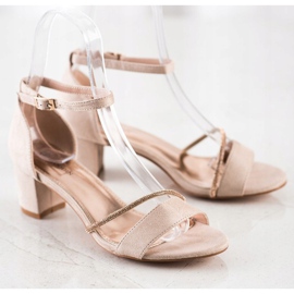 Goodin Elegant Sandals With Cubic Zirconia beige golden 1