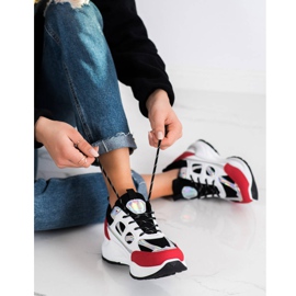SHELOVET Stylish Sneakers white black red silver 1
