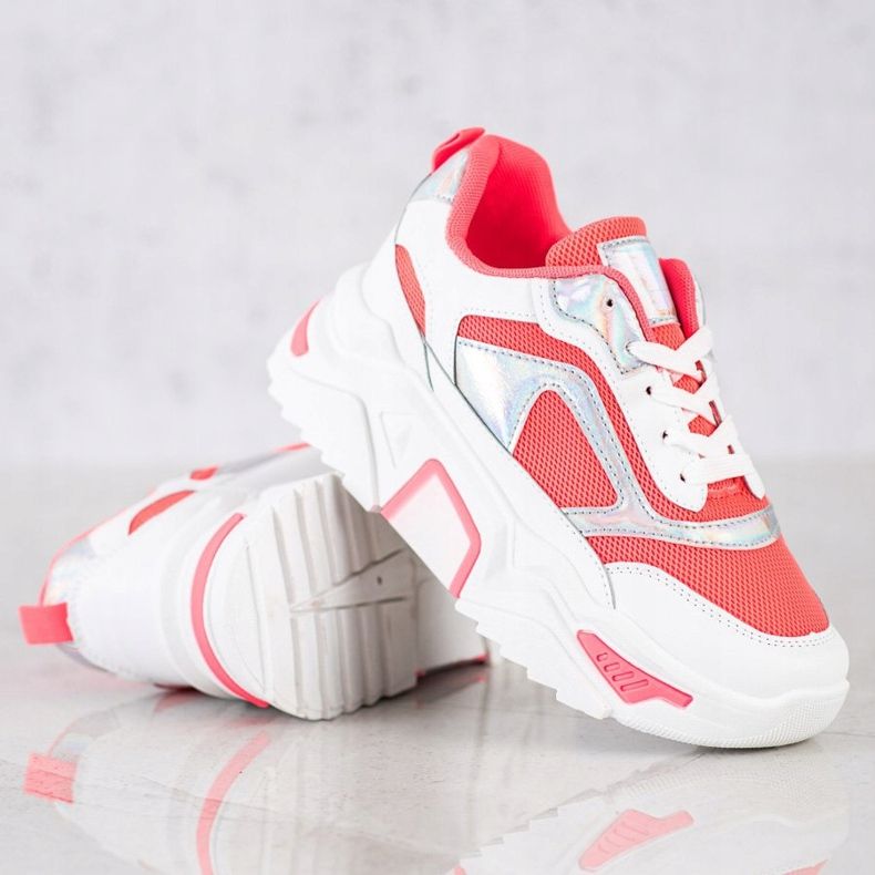 SHELOVET Sneakers On The Platform With Mesh white red 1