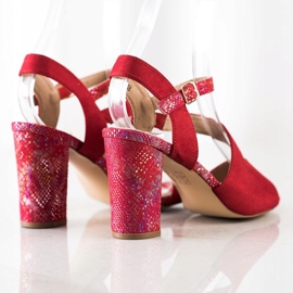S. BARSKI Sandals With Decorative Heel S.BARSKI red silver 1