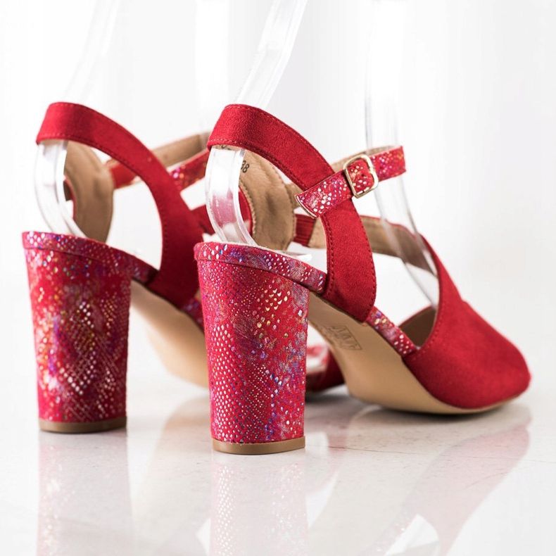 S. BARSKI Sandals With Decorative Heel S.BARSKI red silver 1