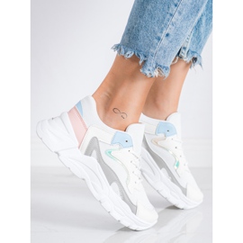 SHELOVET Stylish Sneakers On The Platform white blue pink grey 1