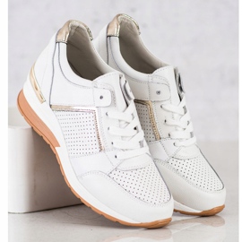 Goodin White Leather Sneakers golden 1