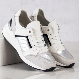 Goodin White and silver leather sneakers black grey 2