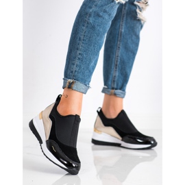 Goodin Leather Wedge Sneakers black golden 2