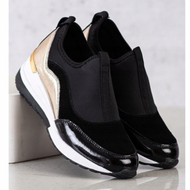 Goodin Leather Wedge Sneakers black golden 1 Goodin Leather Wedge Sneakers black golden 1