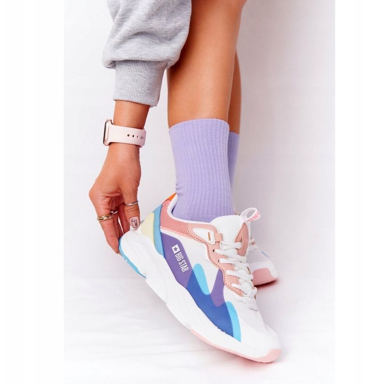 Women's Sport Shoes Memory Foam Big Star HH274809 White-Pink purple blue 1