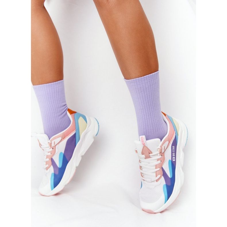 Women's Sport Shoes Memory Foam Big Star HH274809 White-Pink purple blue 2