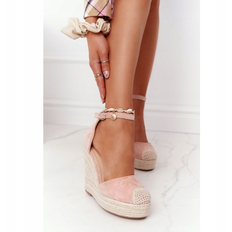 MSMG Wedge Sandals With Braids Light pink Avocado beige 2