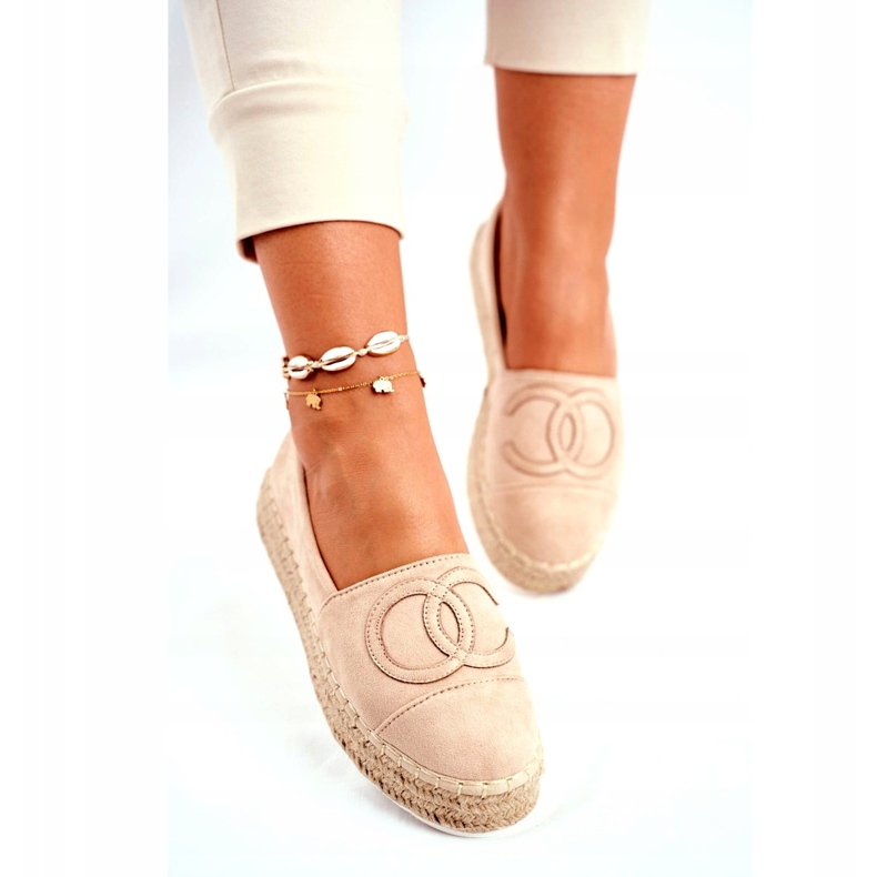 PS1 Women's Espadrilles On A Straw Platform Beige Febi 3