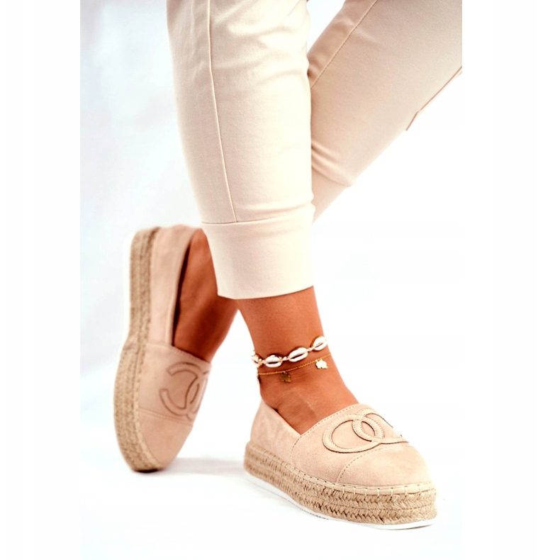 PS1 Women's Espadrilles On A Straw Platform Beige Febi 2