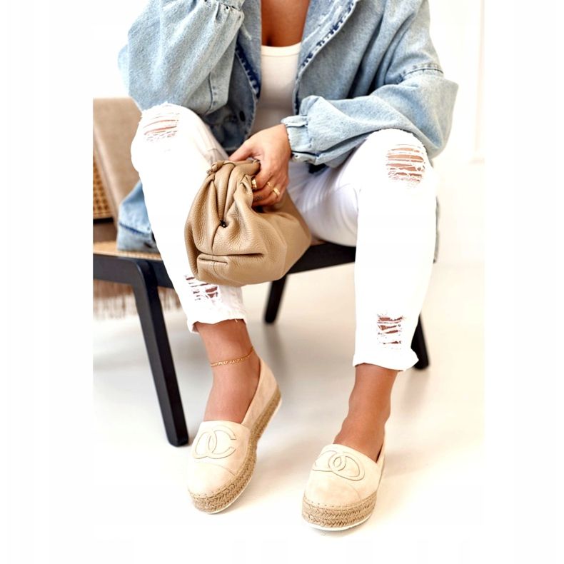 PS1 Women's Espadrilles On A Straw Platform Beige Febi 1