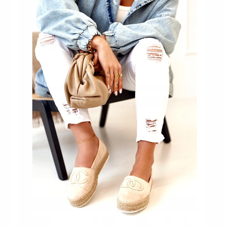 PS1 Women's Espadrilles On A Straw Platform Beige Febi 5