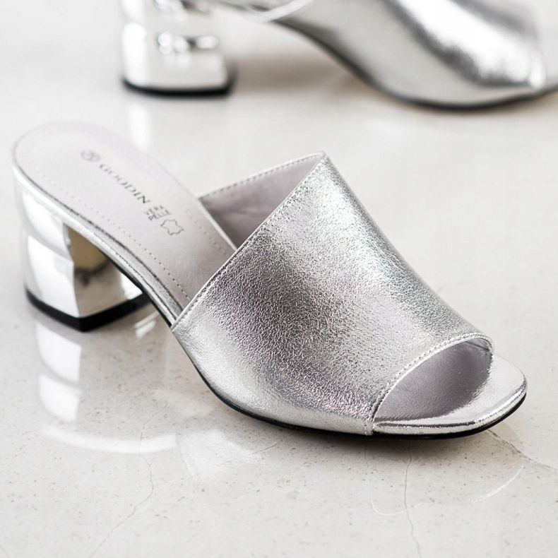 Goodin Slippers With Decorative Heel silver 1