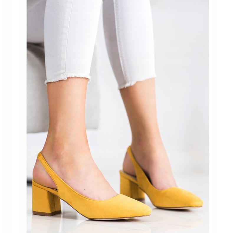 Goodin Slip-on pumps with an exposed heel yellow 1