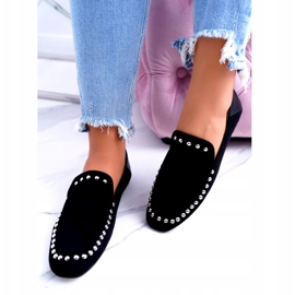 Lu Boo Women's Black Lords Ballerinas with Planta Rhinestones silver 2