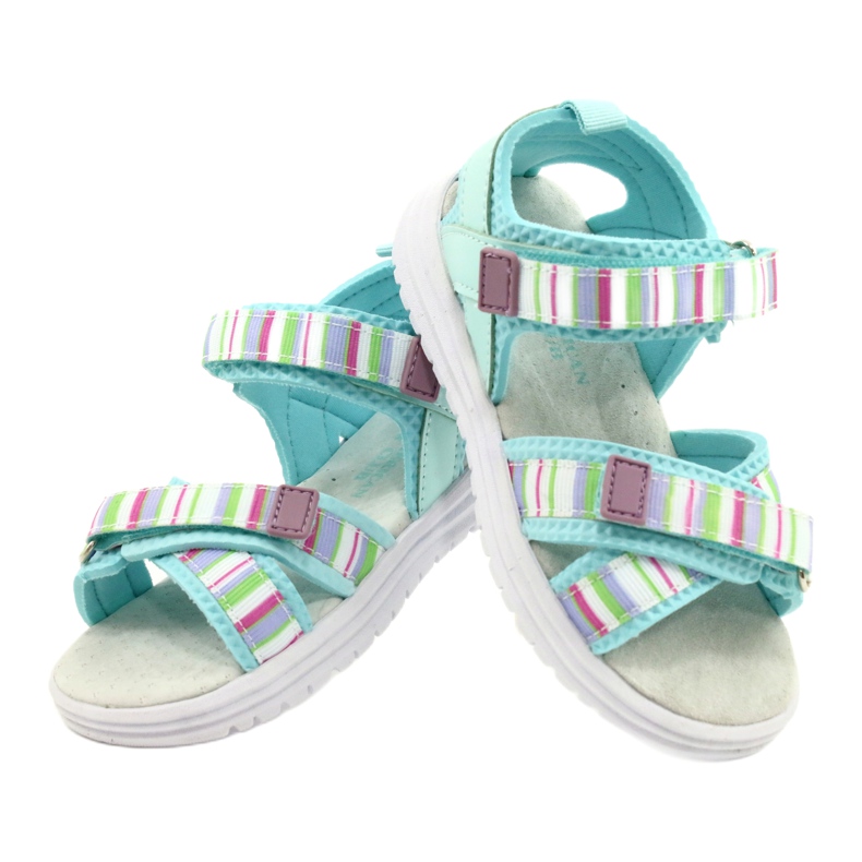 Children's sandals leather insert for Velcro American Club RL44/21 colorful multicolored 3