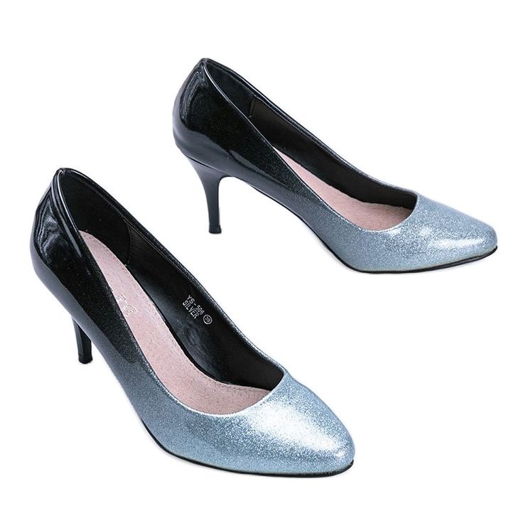 Katharine black and blue glitter pumps silver 1