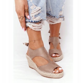 EVE Beige Mykonos Wedge Sandals With Braids 1