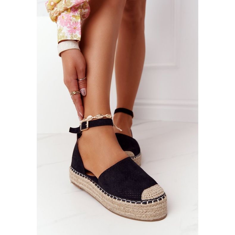 MSMG Espadrilles On The Straw Platform Black Bali 1