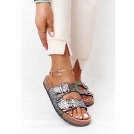 MSMG Black Boa Sandals On Cork Sole multicolored 2