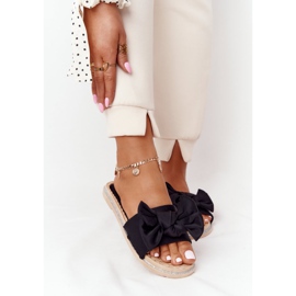 MSMG Black Andrea Rubber Slippers With Bow beige 1