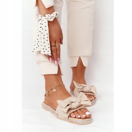 MSMG Andrea Beige Rubber Slippers With A Bow 2