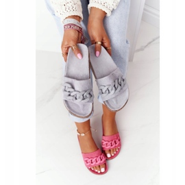 MSMG Gray Makayla Suede Slippers On Cork Sole grey 1