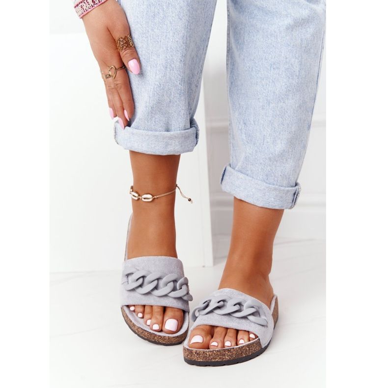 MSMG Gray Makayla Suede Slippers On Cork Sole grey 2