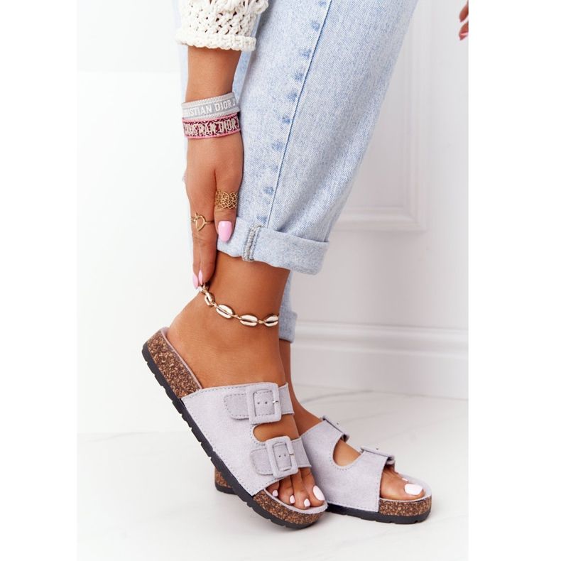 MSMG Jennifer Gray Suede Slippers On Cork Sole grey 2