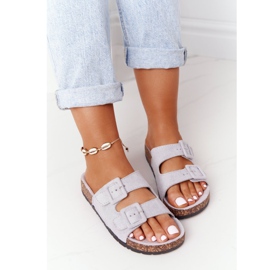 MSMG Jennifer Gray Suede Slippers On Cork Sole grey 1